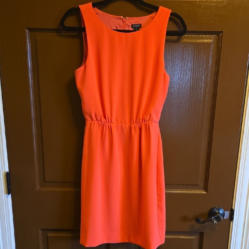 J.Crew-Coral sleeveless straight dress with elastic waist Sz 0